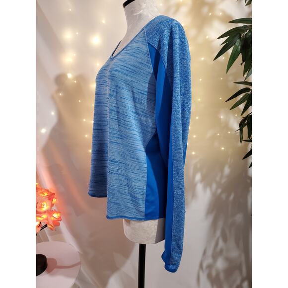 Athleta Running Wild Heathered Blue Long Sleeve Running Shirt Womens Size XL - Picture 4 of 11